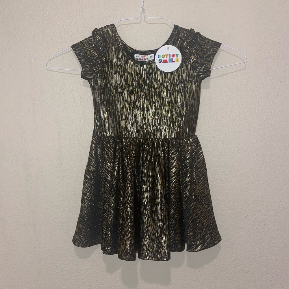 Dot Dot Smile Christmas Holiday Fancy Dress 2t Black/Gold